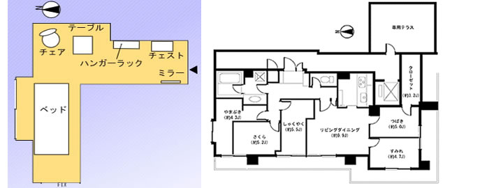 渋谷シェアハウス はなまち渋谷-やまぶきレイアウト図